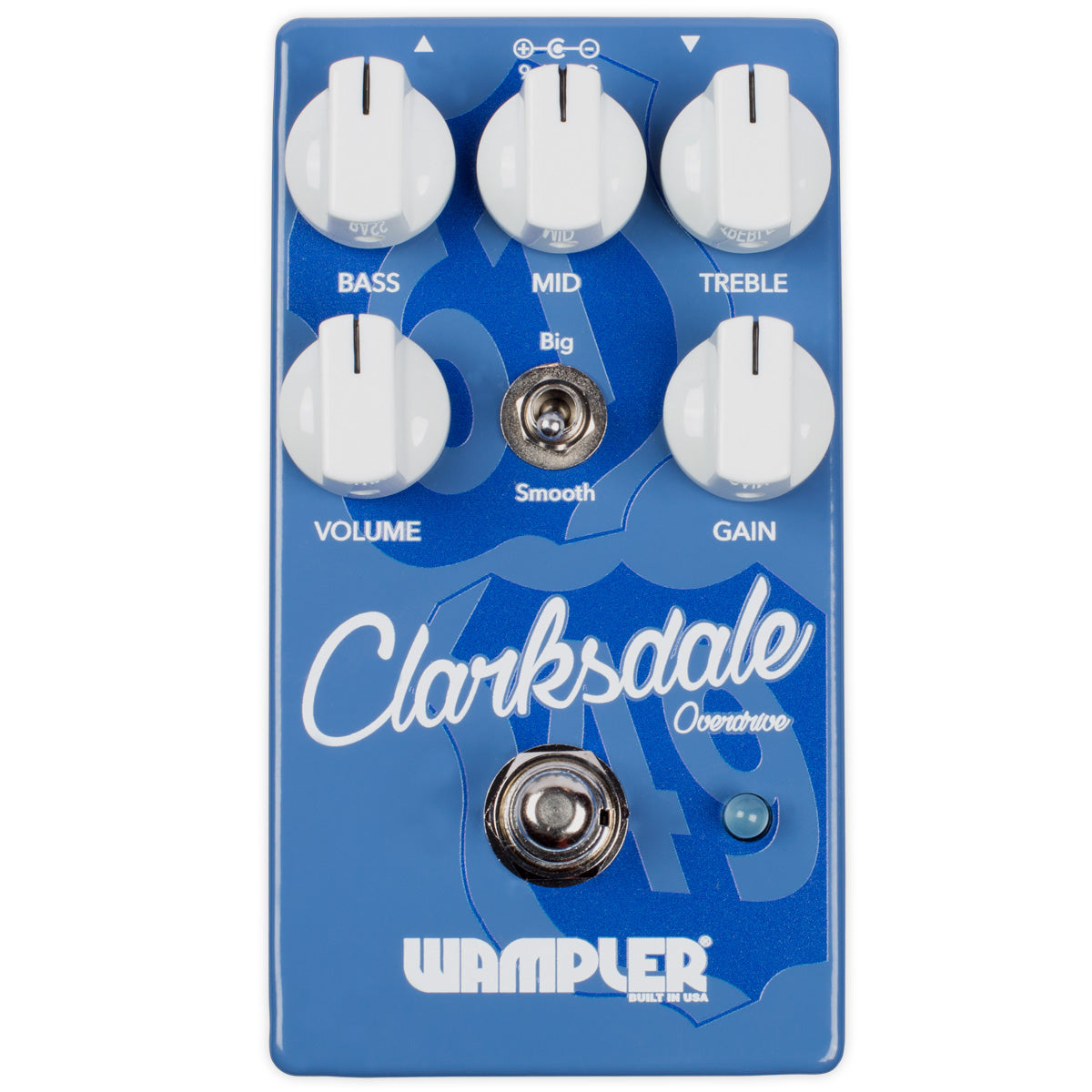 Wampler Clarksdale Delta Overdrive pedal — control knobs close-up
