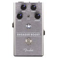 Fender Engager Boost pedal — brushed silver aluminum enclosure, top view