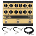 Friedman IR-X dual channel tube preamp pedal in black and gold with included cables