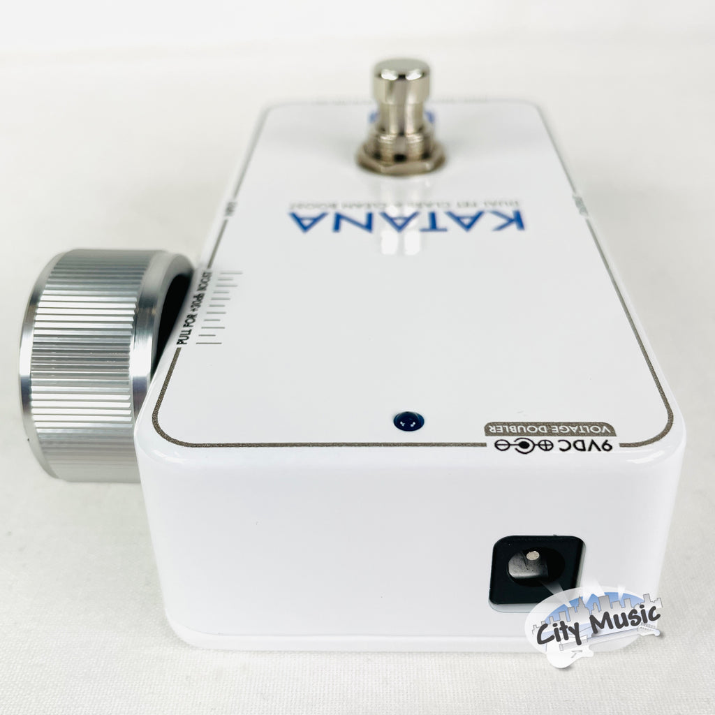 Keeley Katana Clean Boost pedal — footswitch close-up