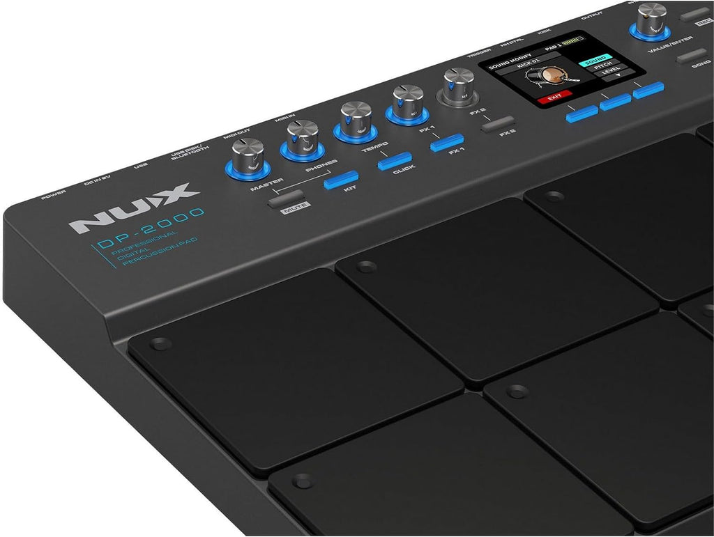 NUX DP-2000 percussion pad — LED-lit pads in use