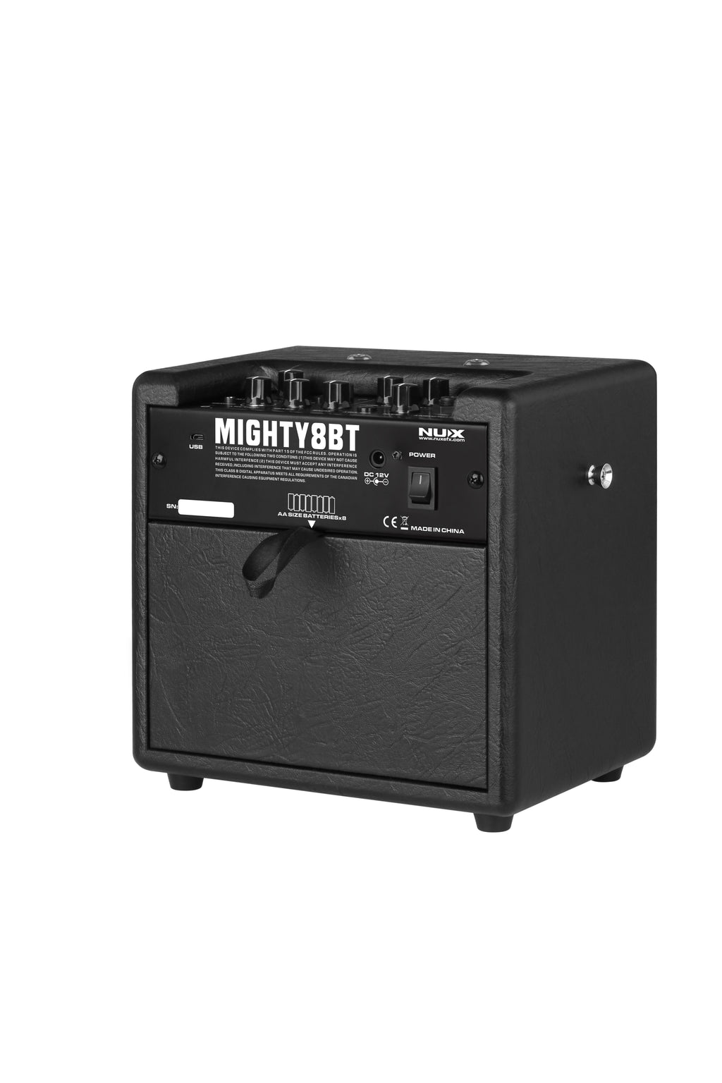 NUX Mighty 8 BT portable guitar amp — detail view