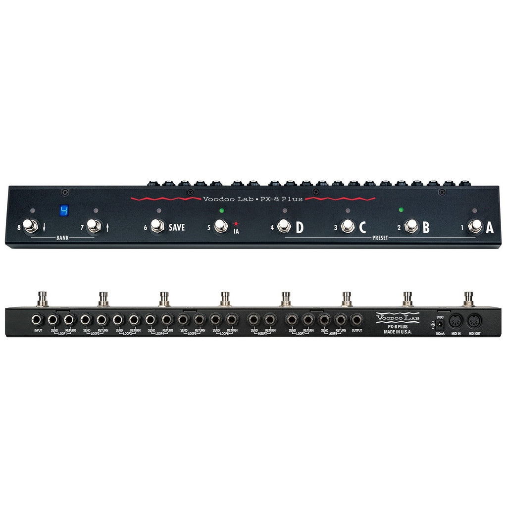 Voodoo Lab PX-8 Plus pedal switcher — black front panel with footswitches