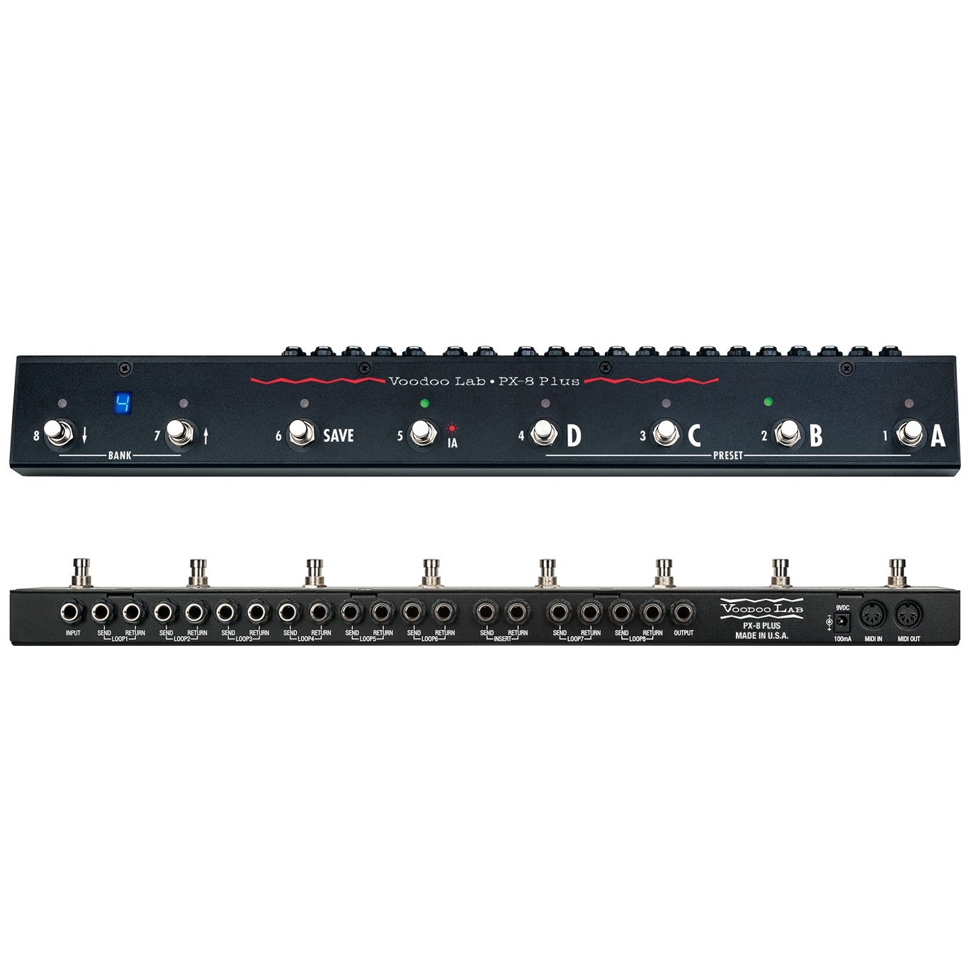 Voodoo Lab PX-8 Plus pedal switcher — black front panel with footswitches