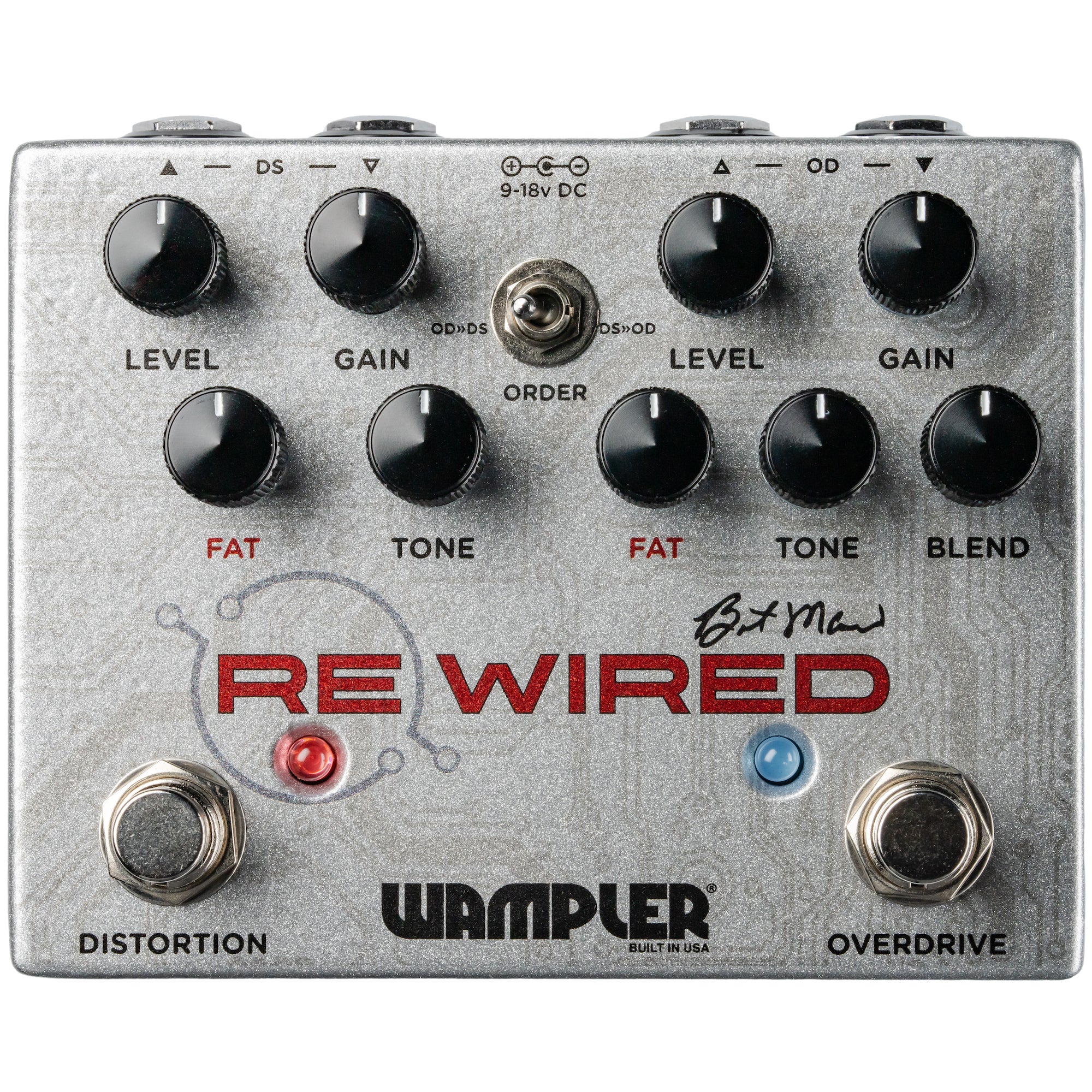 Wampler ReWired Brent Mason Distortion Overdrive Guitar Pedal - Silver, Dual Channel, Built in USA