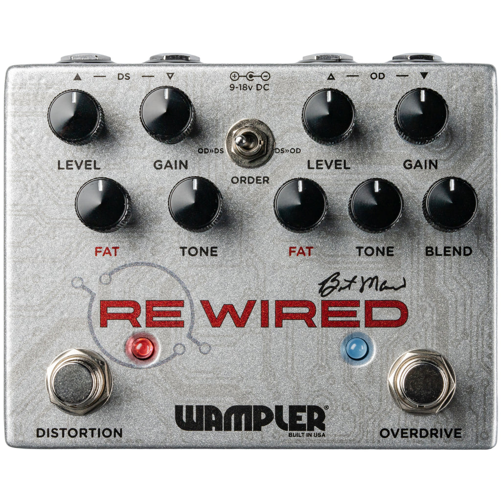 Wampler ReWired Brent Mason pedal - front view showing Distortion and Overdrive channels