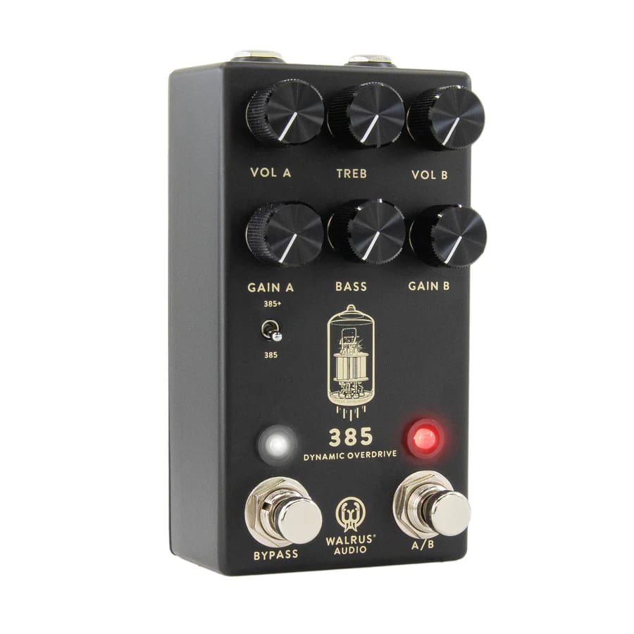 Walrus Audio 385 Overdrive MKII black overdrive pedal — top detail