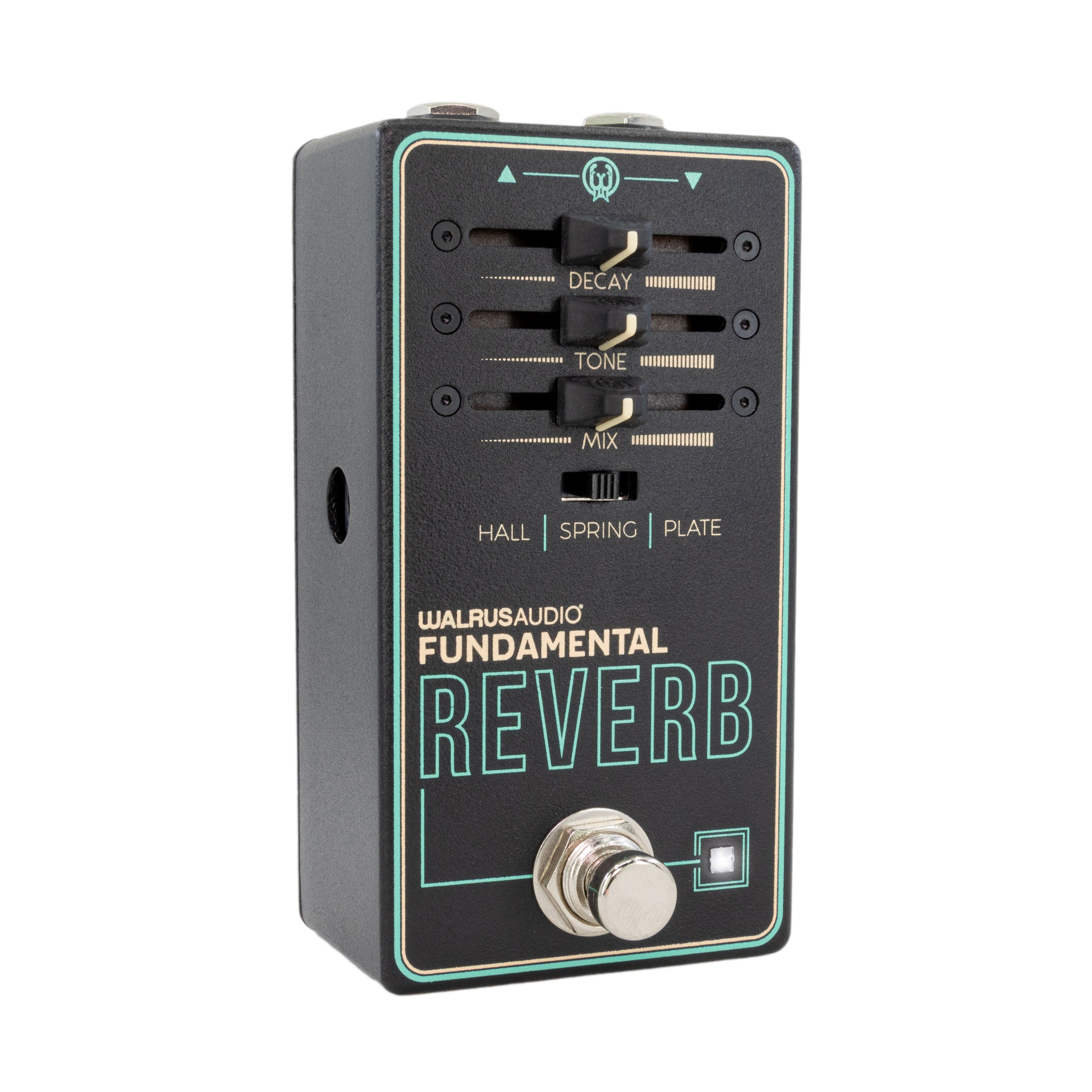 Walrus Audio Fundamental Reverb pedal — footswitch and jacks view