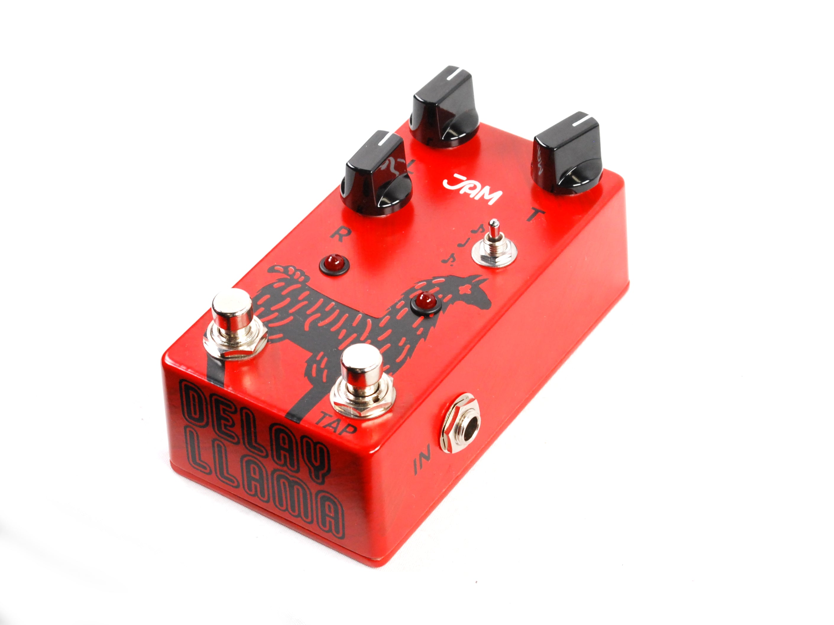 JAM Pedals Delay Llama mk.3 delay pedal — side jacks and packaging