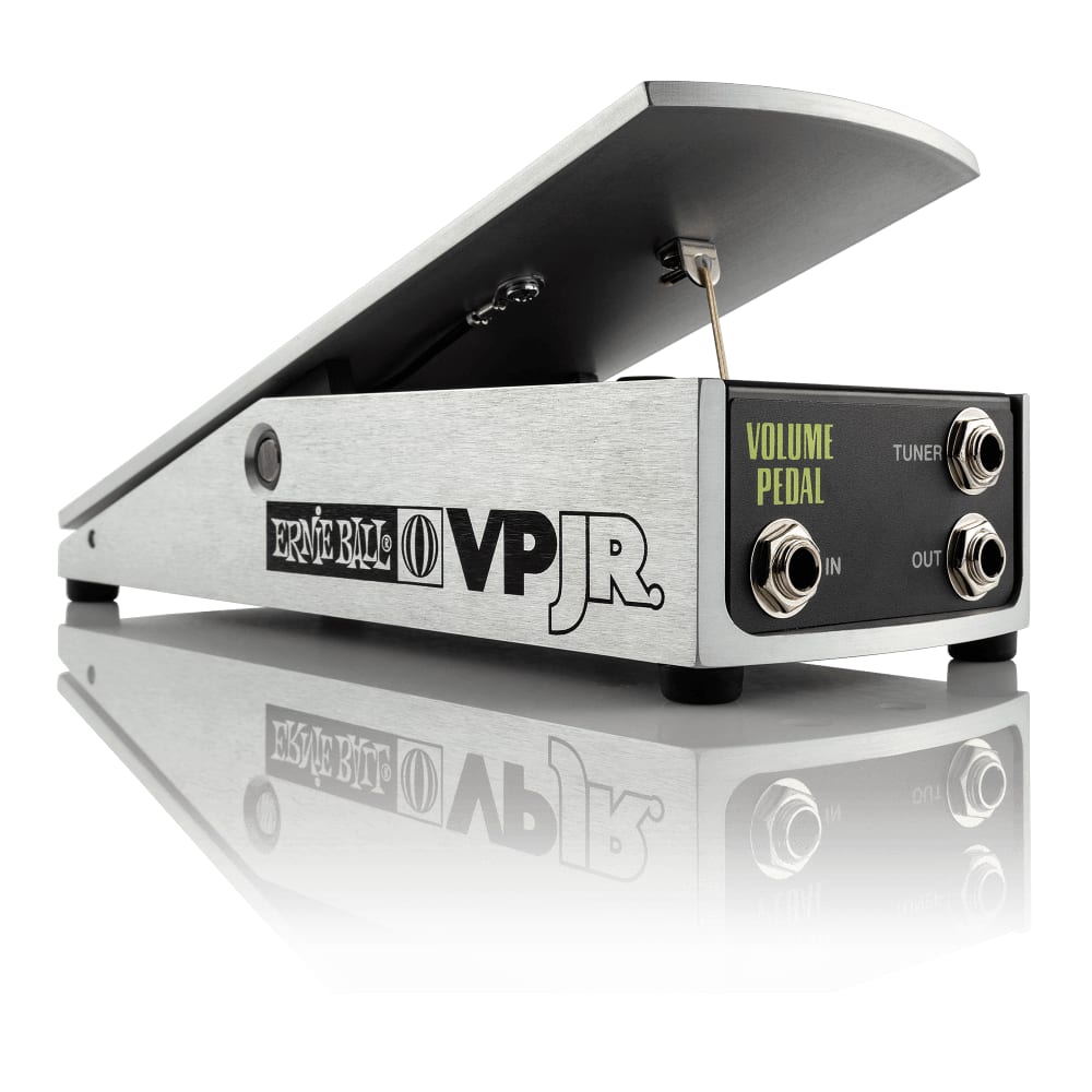 Ernie Ball VP JR 250K volume pedal — angled view of in, out and tuner jacks