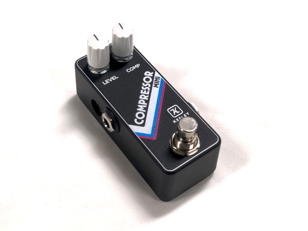 Keeley Compressor Mini compression pedal — side view showing input jack