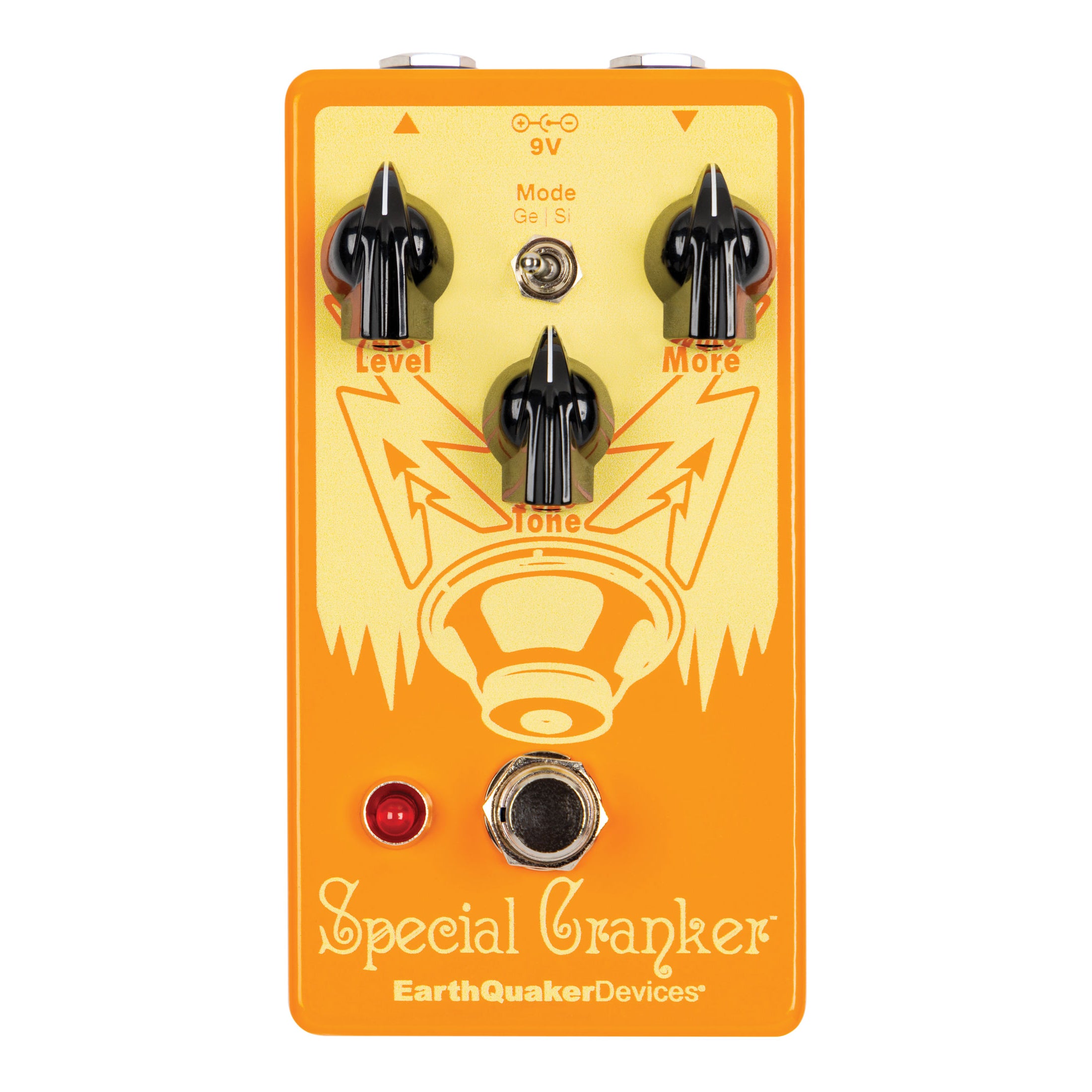 EarthQuaker Devices Special Cranker overdrive pedal — top view, orange