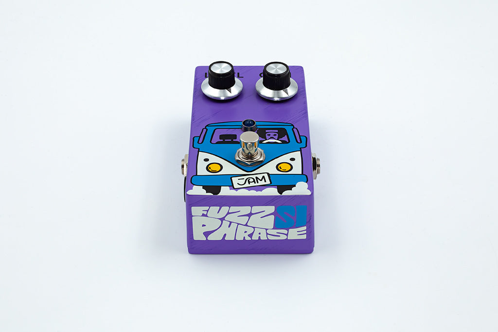 JAM Pedals Fuzz Phrase Si purple silicon fuzz pedal — angled view