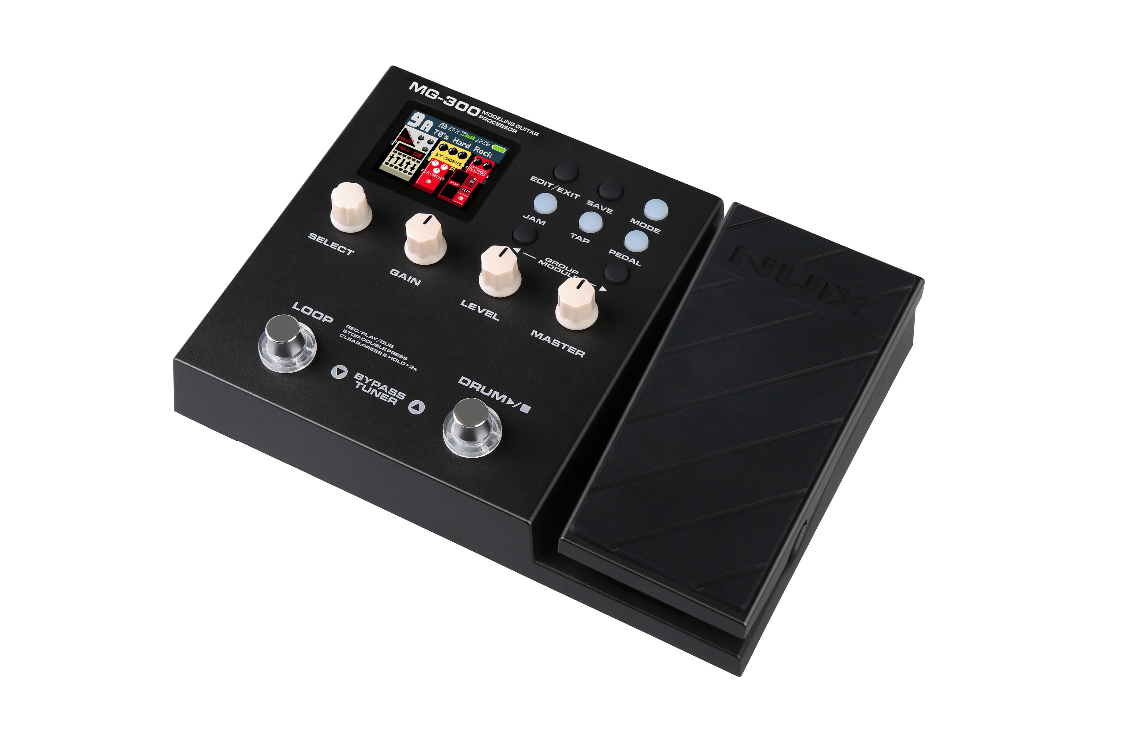 NUX MG-300 guitar effects pedal — angled product view