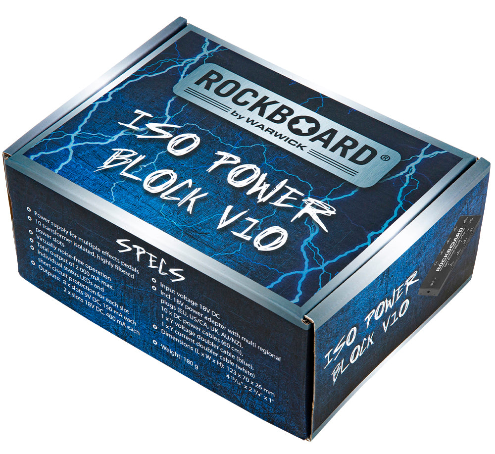 RockBoard ISO Power Block V10 pedal power supply - full kit contents