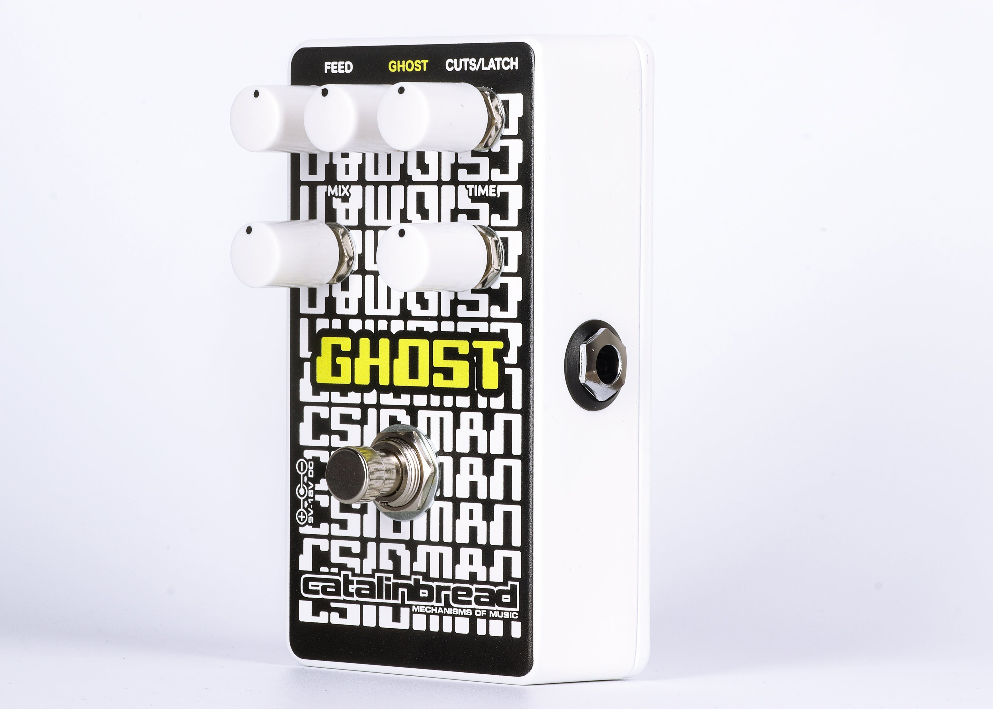 Catalinbread CSIDMAN Ghost glitch delay pedal — side view showing input jack