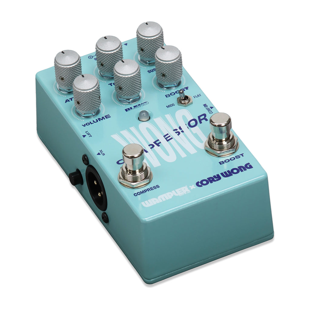 Wampler Cory Wong Compressor — top panel view showing all knobs
