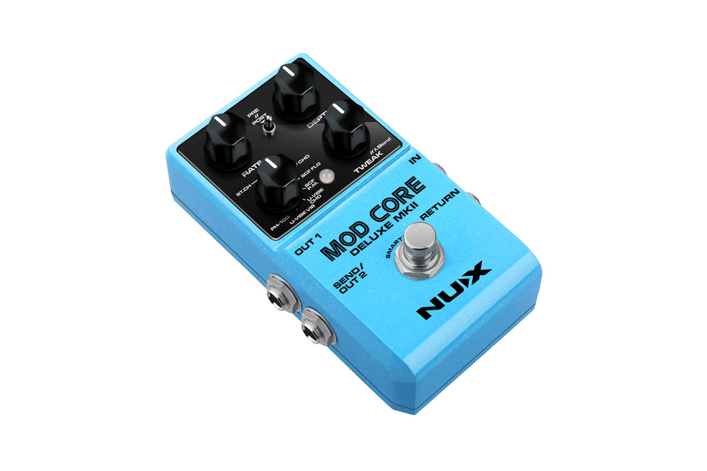 NUX Mod Core Deluxe MKII pedal — input and output jacks side view