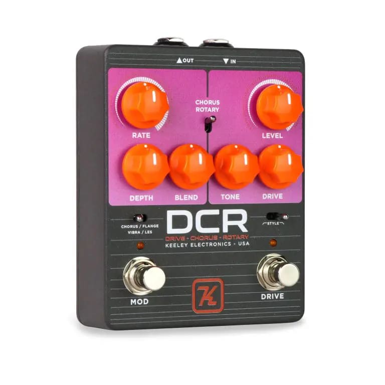 Keeley DCR Drive Chorus Rotary guitar pedal — side view