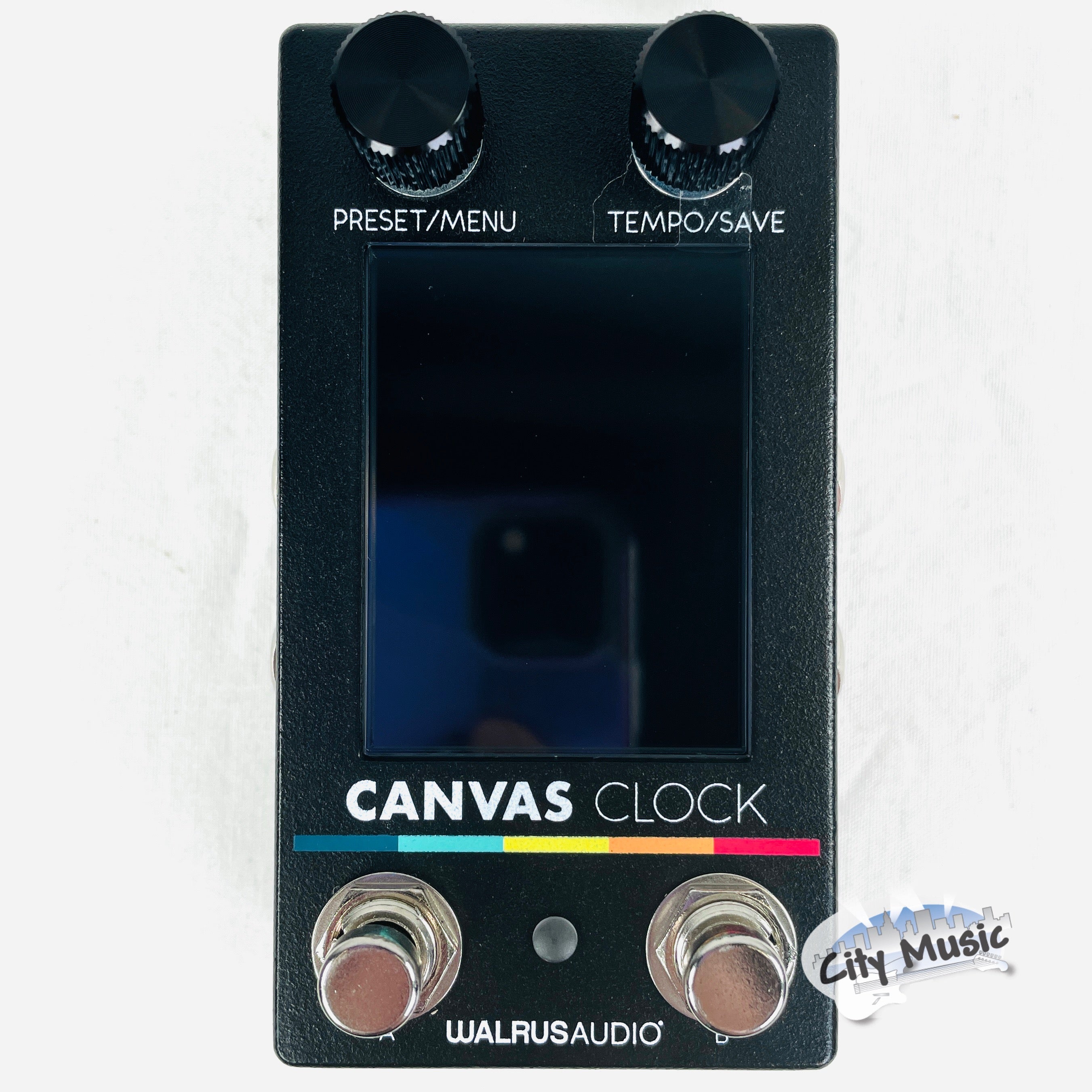 Used Walrus Audio Canvas Clock tempo sync pedal — angled black enclosure