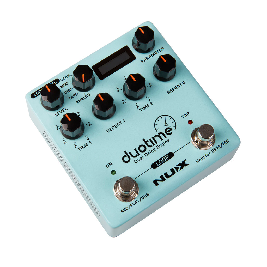 NUX NDD-6 Duotime dual delay pedal — OLED display detail