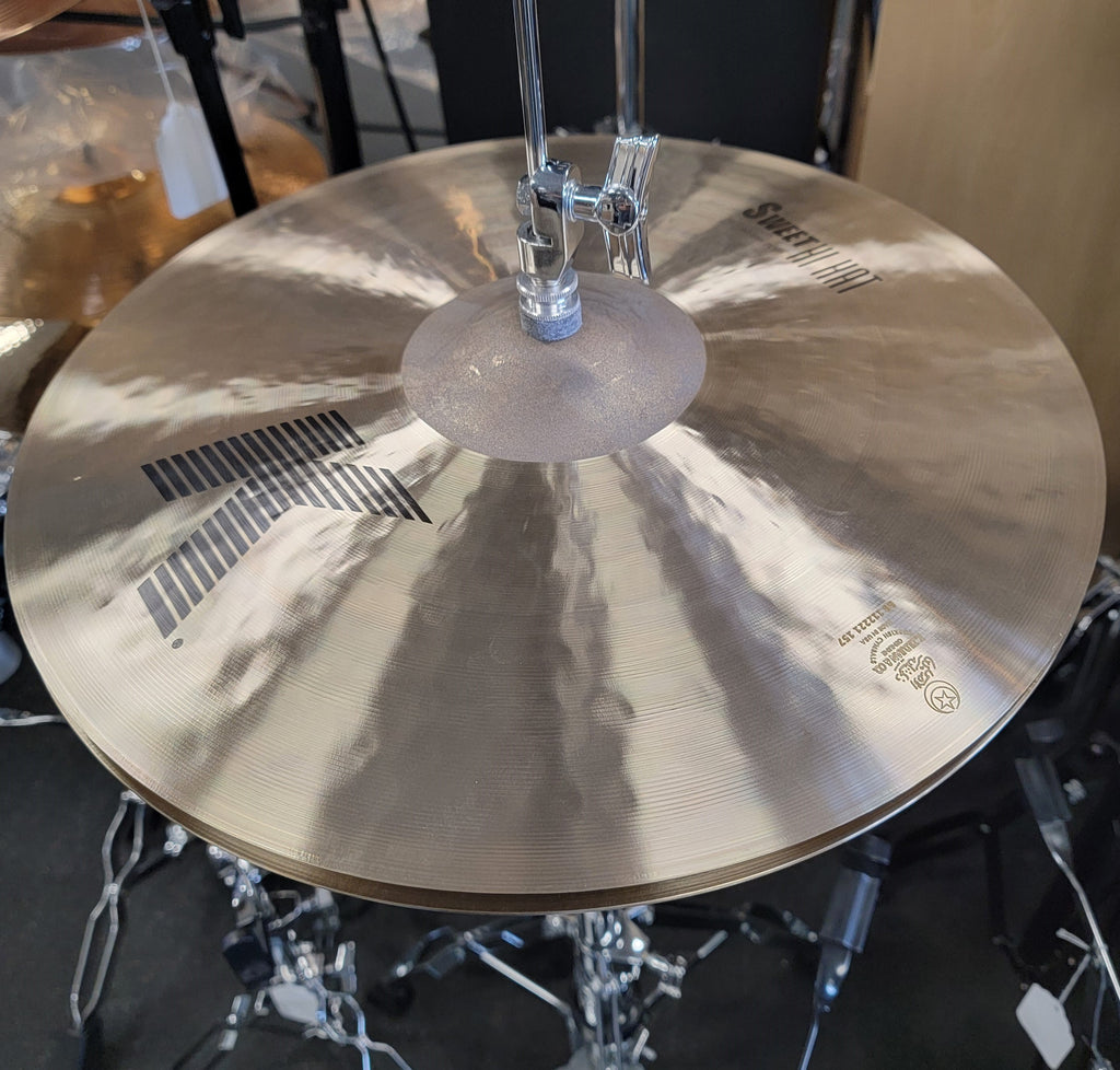 Zildjian K0726 K Sweet Hi-Hat - top cymbal close up of K hammering