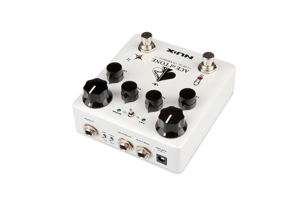 NUX NDO-5 Ace of Tone dual overdrive pedal — knobs detail