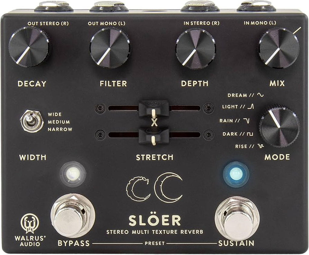 Walrus Audio Slöer stereo reverb pedal — black top panel