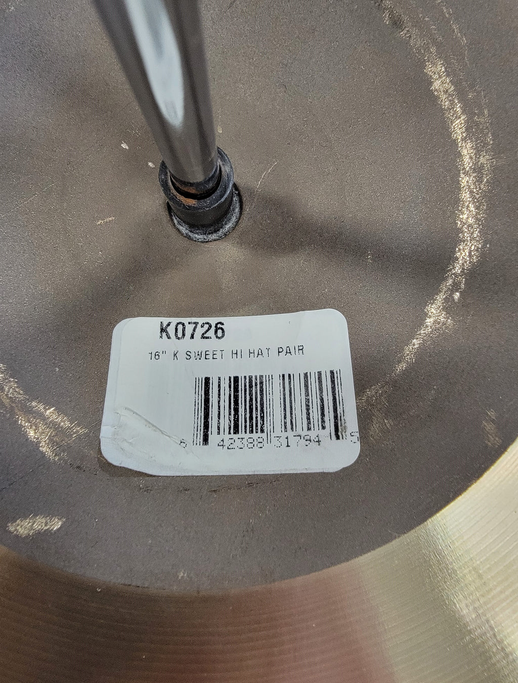 Zildjian K0726 K Sweet Hi-Hat pair - angle view showing K Family logo