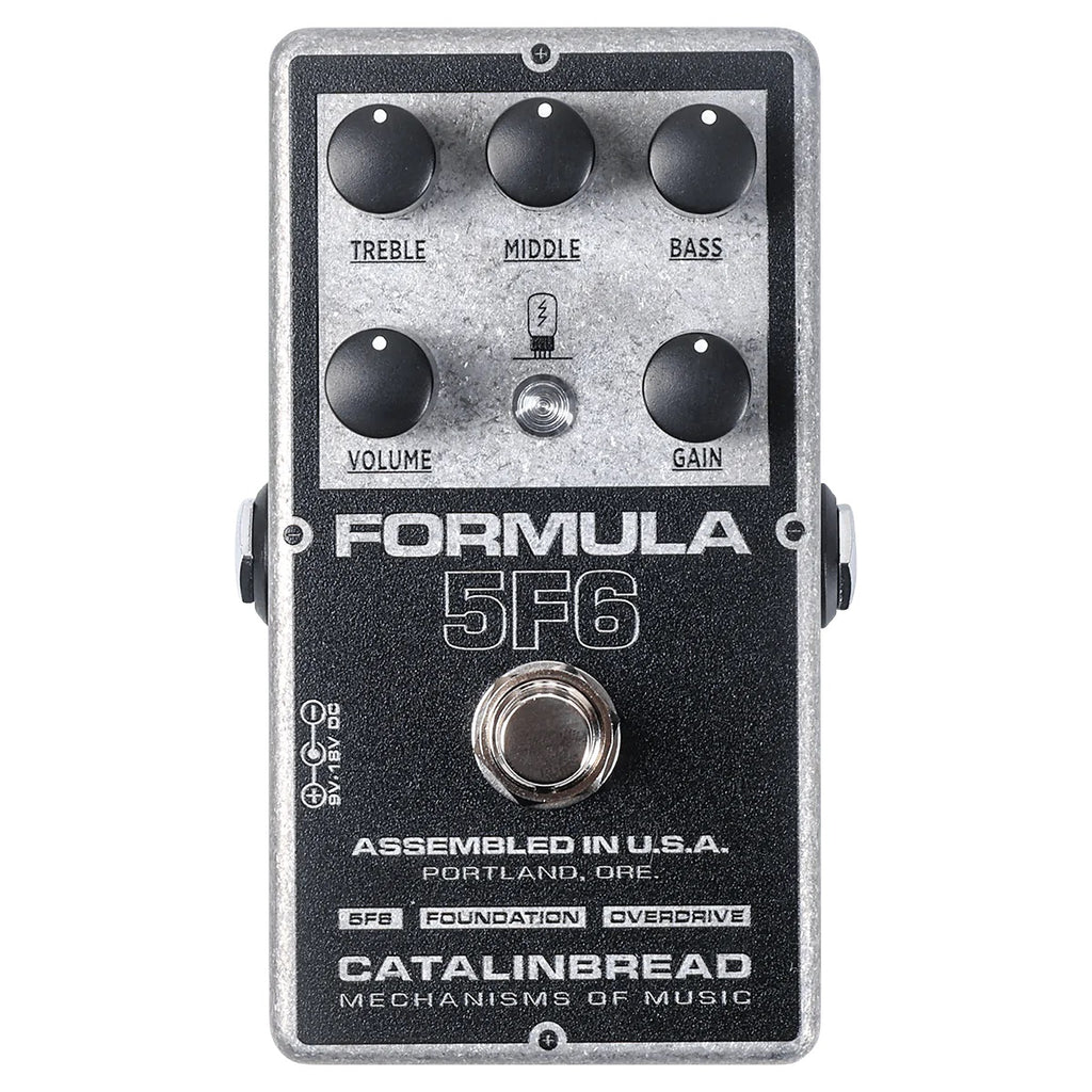 Catalinbread Formula 5F6 overdrive pedal - black and silver top view