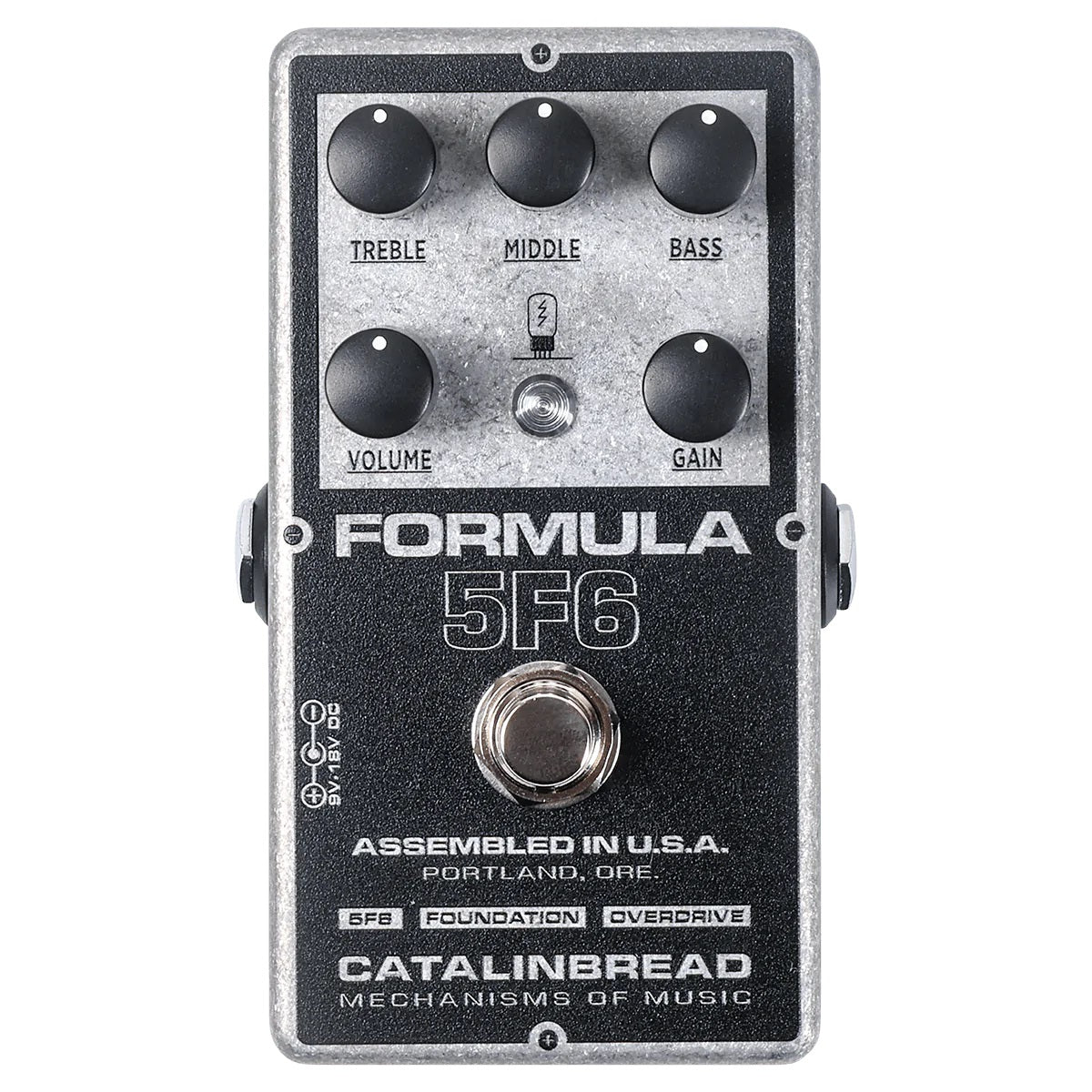 Catalinbread Formula 5F6 overdrive pedal - black and silver top view