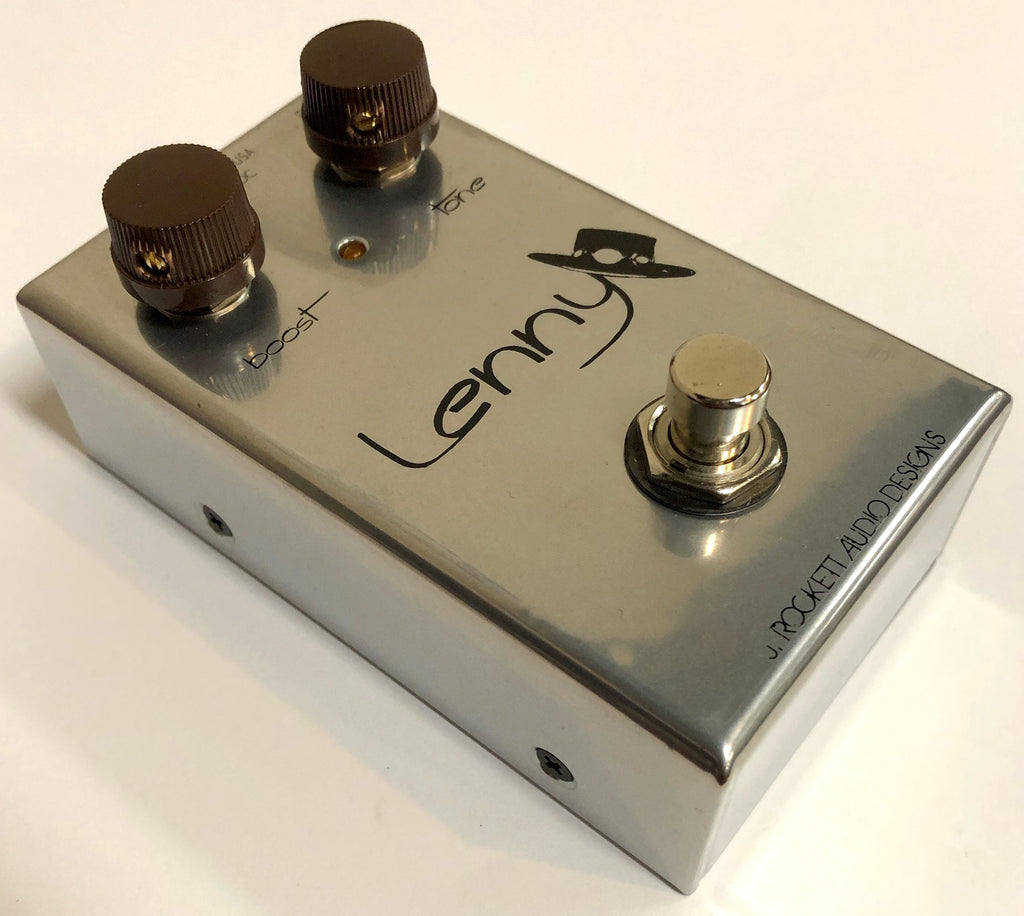 J. Rockett Lenny boost pedal — side view showing jacks