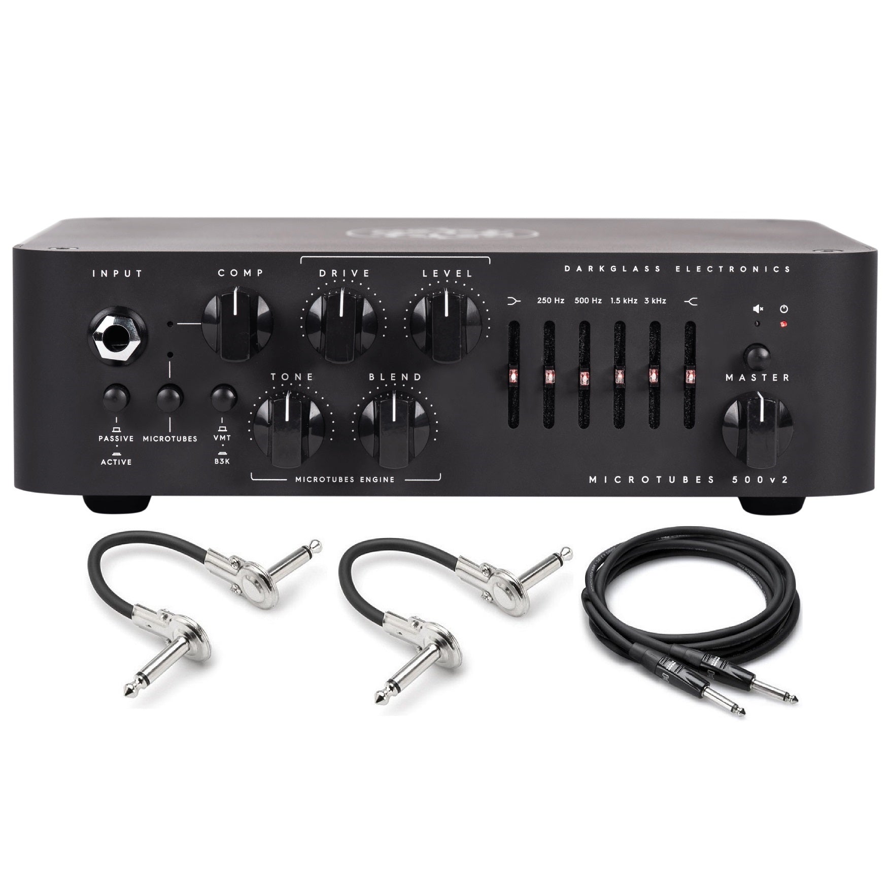 Darkglass Microtubes 500 V2 bass amp head — front view with controls