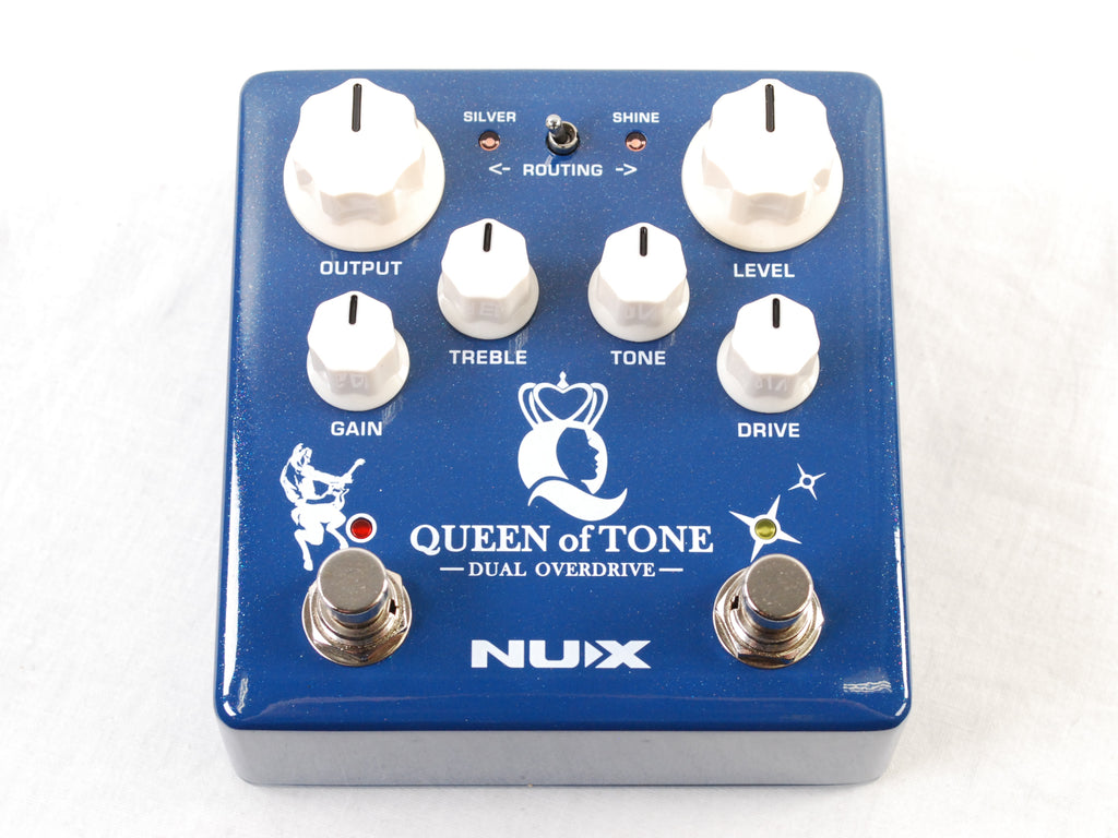 Used NUX NDO-6 Queen of Tone overdrive pedal — blue top view