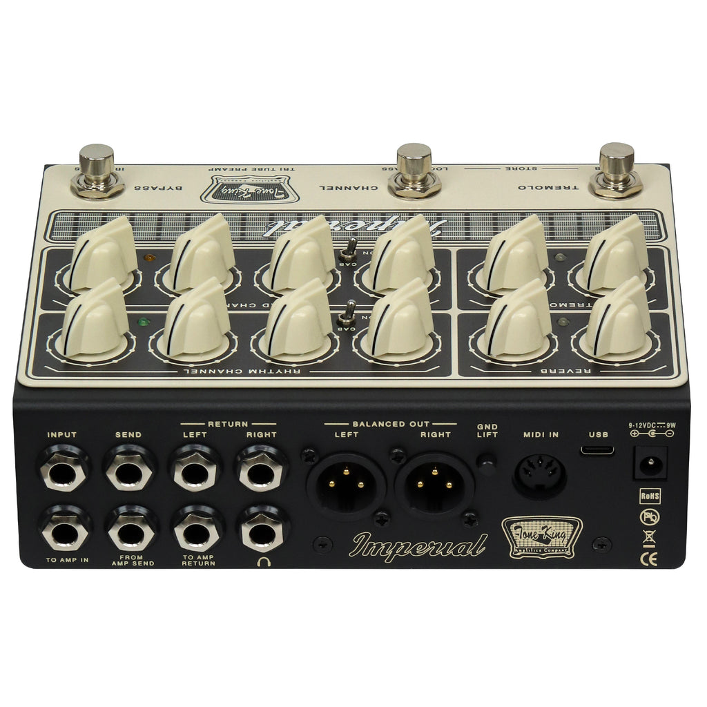 Tone King Imperial tri-tube preamp pedal — XLR and jack outputs