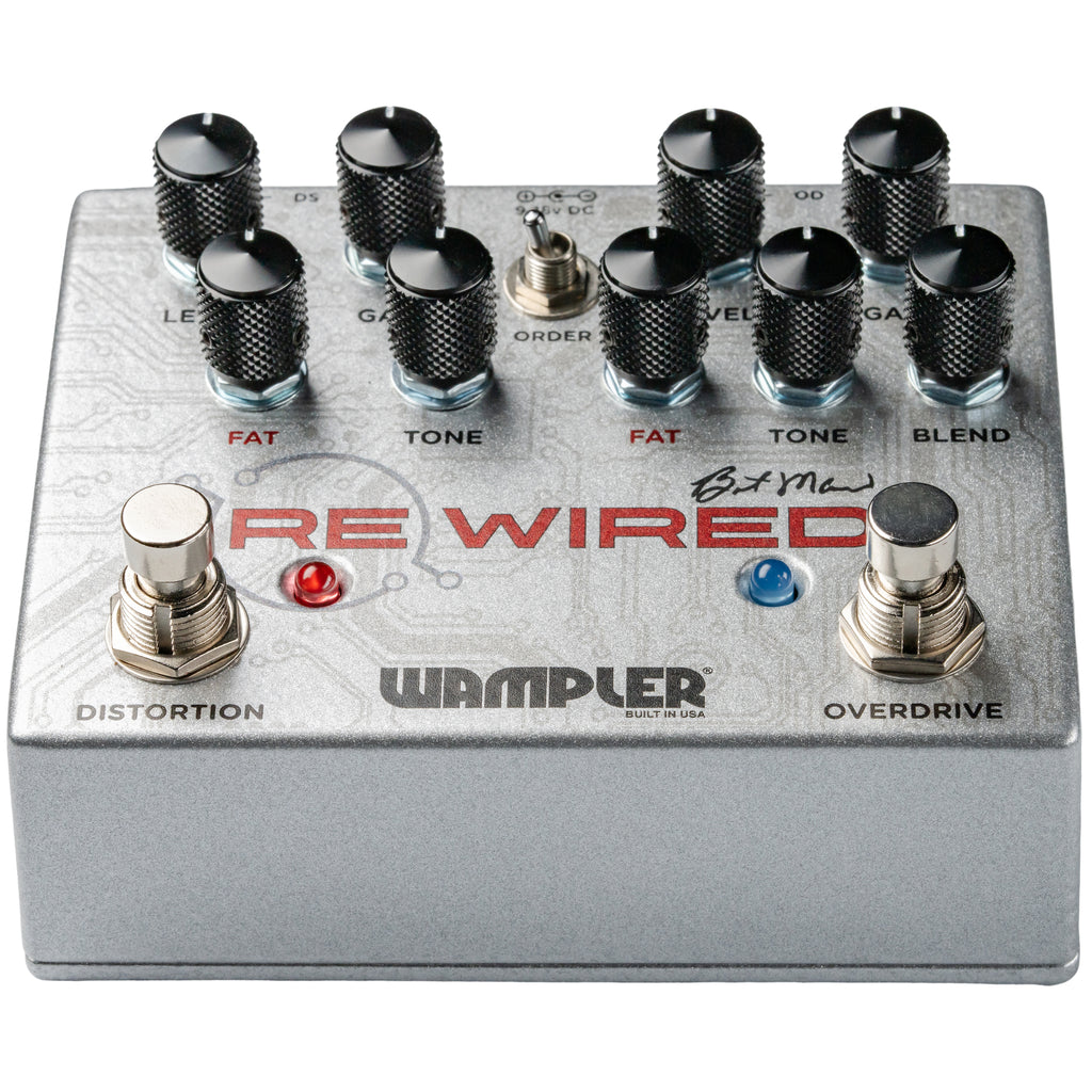 Wampler ReWired Brent Mason pedal - knob detail, Fat and Tone controls