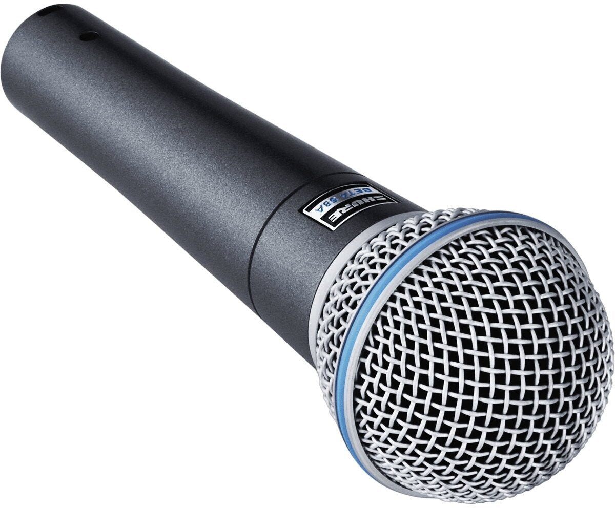 Shure BETA 58A vocal microphone — angled view
