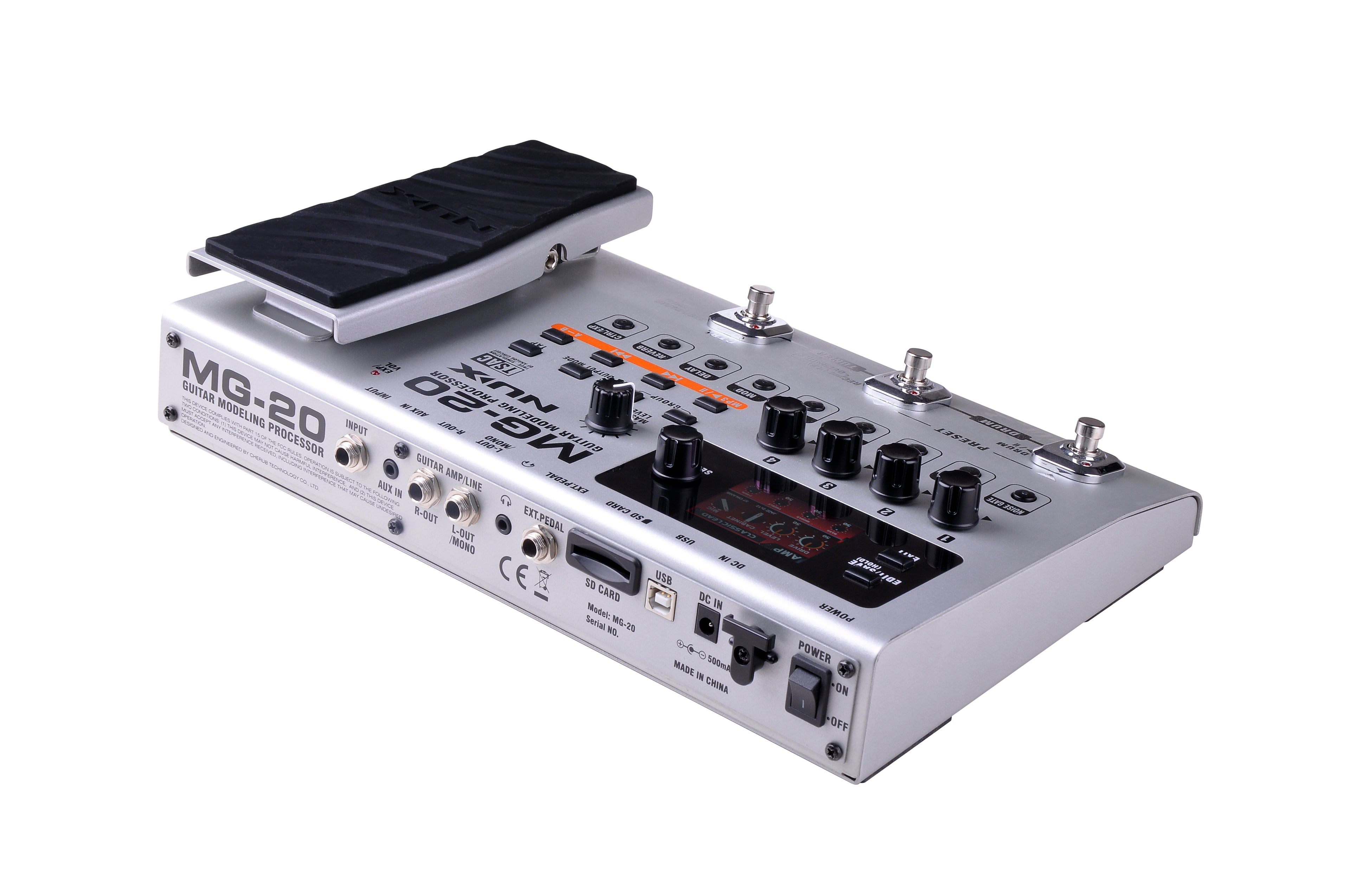 NUX MG-20 modeling processor — rear and input/output connections
