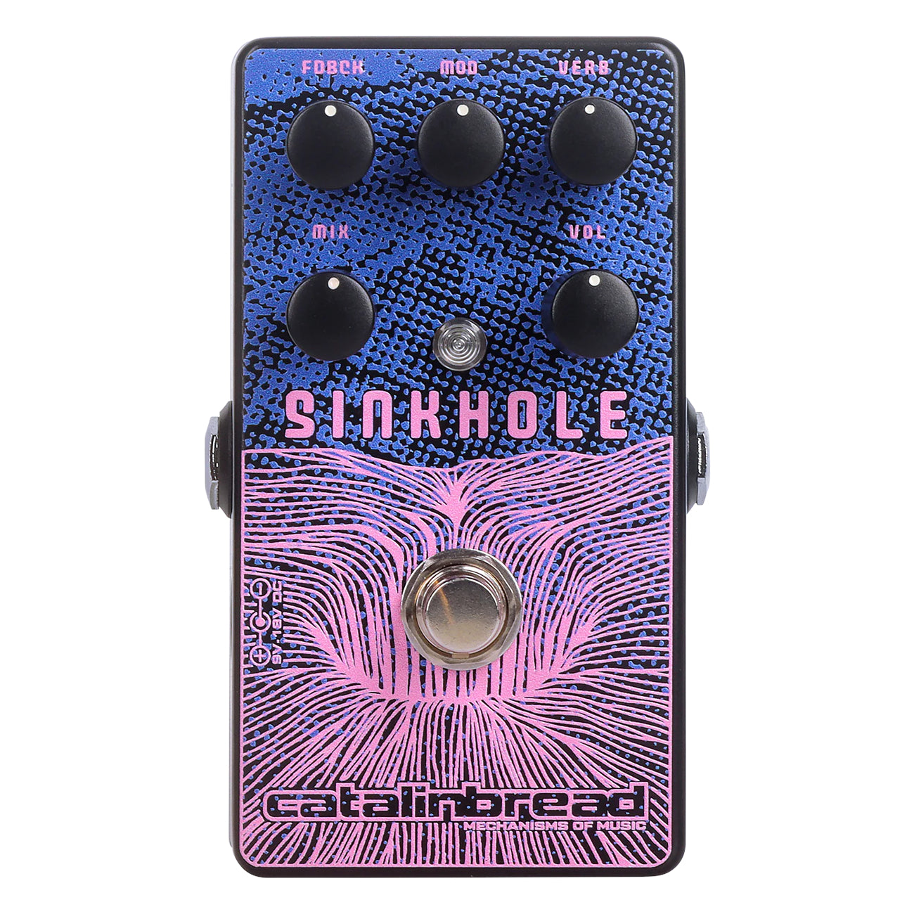 Catalinbread Sinkhole reverb pedal — angled view of controls