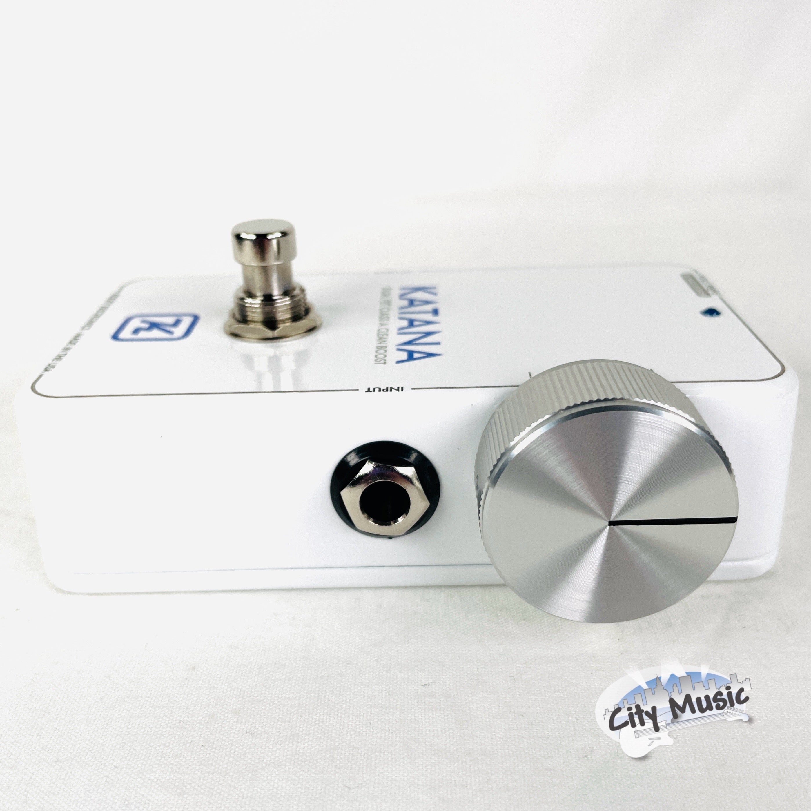 Keeley Katana Clean Boost pedal — side profile with power jack