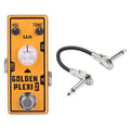 Tone City Golden Plexi V2 distortion pedal — gold enclosure with patch cable