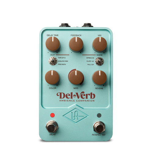 Universal Audio Del-Verb reverb delay pedal — seafoam green front view