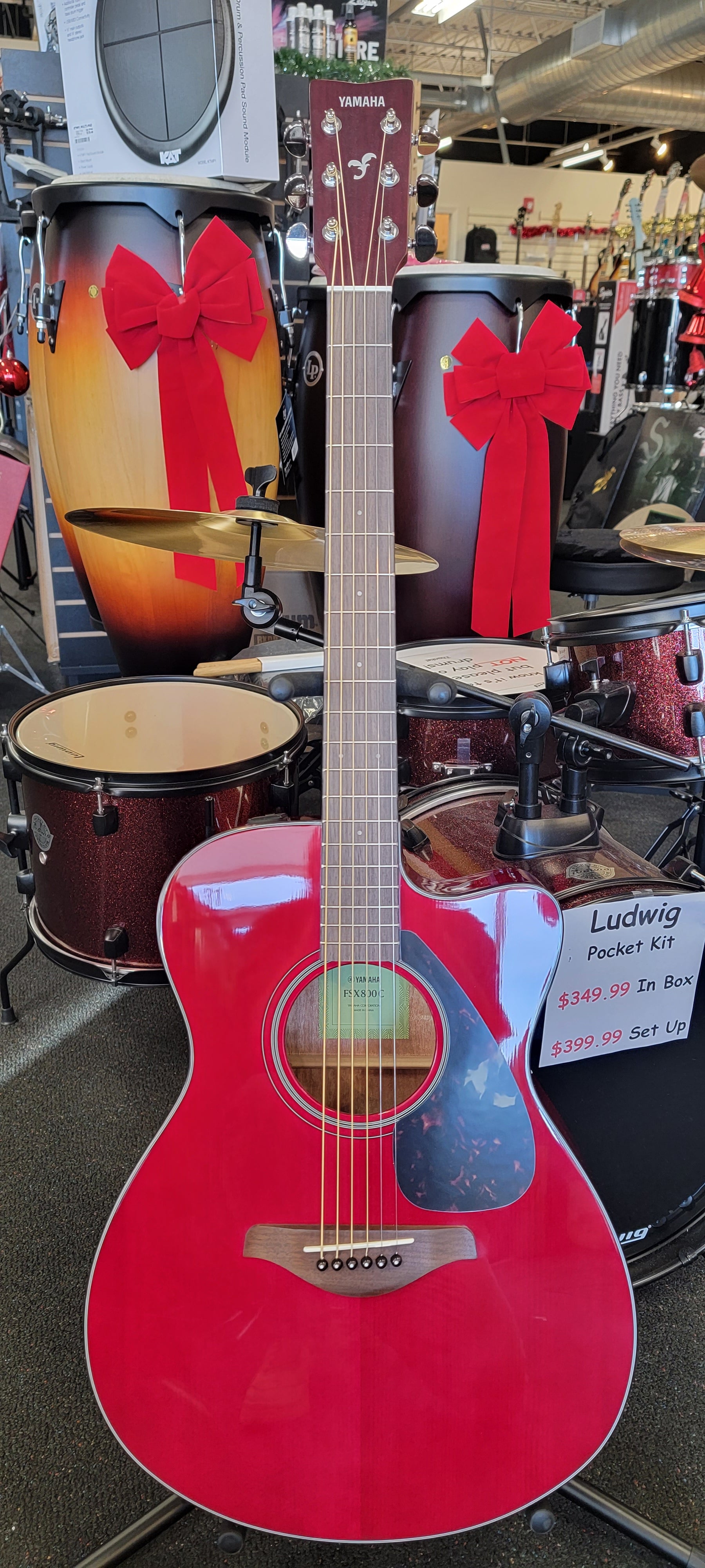Yamaha FSX800C acoustic-electric guitar - full front Ruby Red