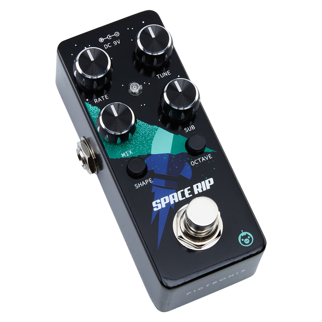 Pigtronix Space Rip synth — footswitch and logo detail