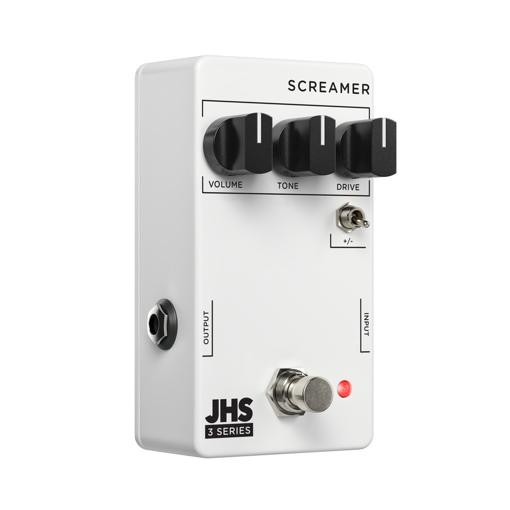 JHS 3 Series Screamer overdrive pedal — angled view with jacks
