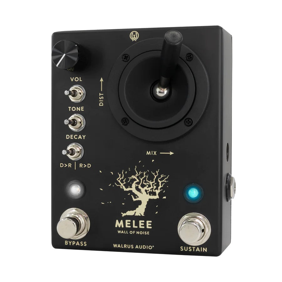 Walrus Audio Melee Wall of Noise pedal — toggle switches and controls closeup