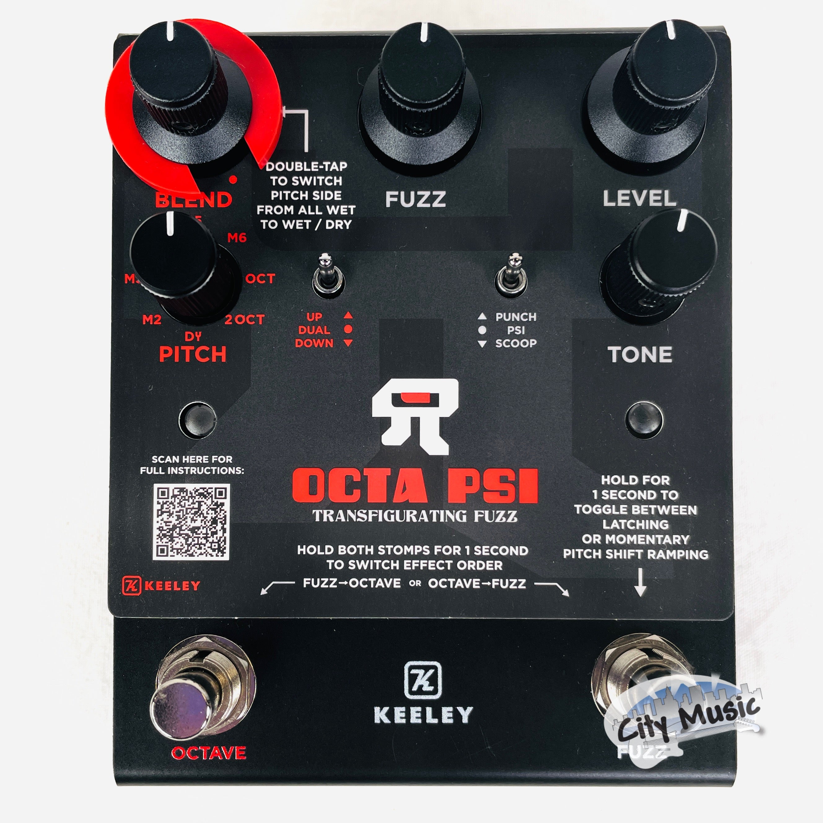 Used Keeley Octa Psi Transfigurating Fuzz pedal — top view