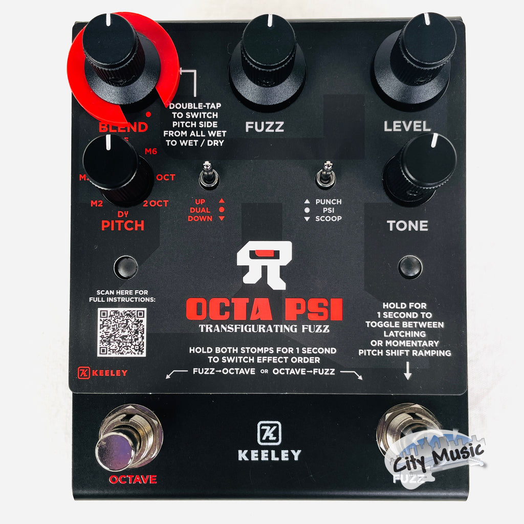 Used Keeley Octa Psi fuzz pedal — controls detail