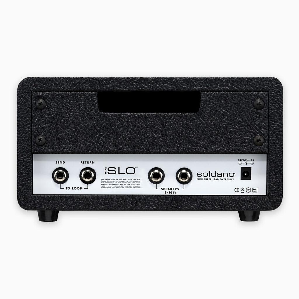 Soldano SLO Mini 30W guitar amp head — top and side view