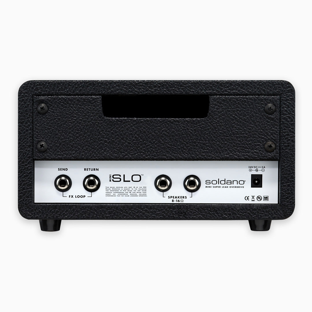 Soldano SLO Mini 30W guitar amp head — top and side view